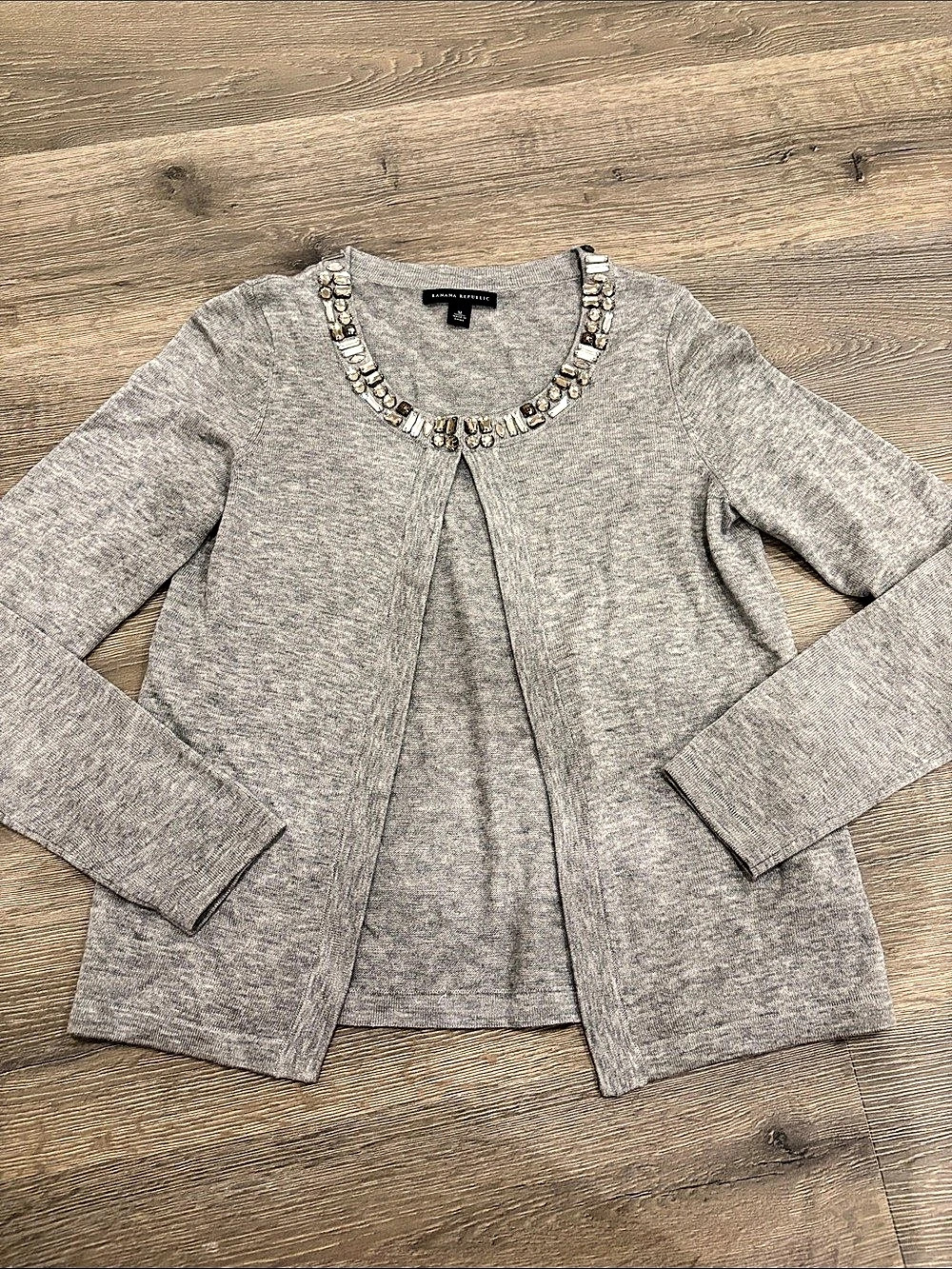 Banana Republic Embellished Gray Sweater Size Medium